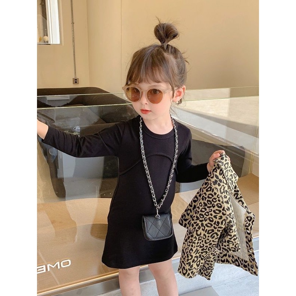 CHUBBI 27 Dress Anak Perempuan Sleek Black + Jacket Leopard