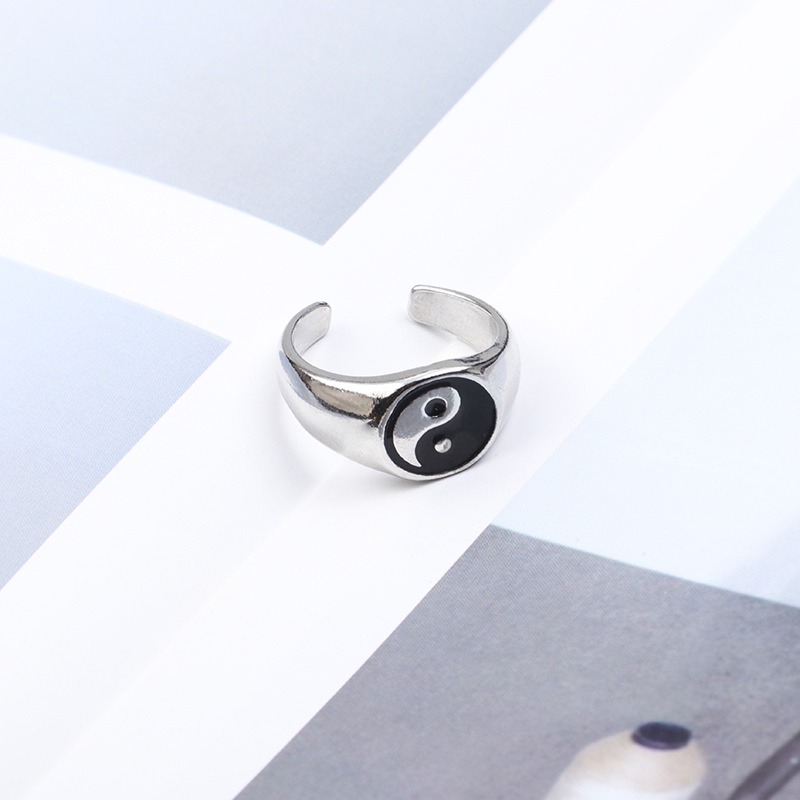 Cincin Pria Trendi Unik Cincin Tunggal Sederhana Hip-Hop Cincin Jari Telunjuk Juga Gosip Cincin Jepang Korea ins Spade Tail Ring