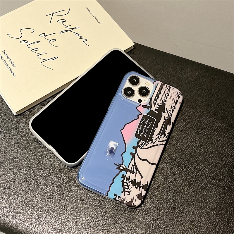 IPHONE Casing Ponsel Jalan Gunung Salju Transparansi Tinggi Cocok Untuk Iphone14 11 13 12 Pro Max Trend Printing North Protective Soft Case