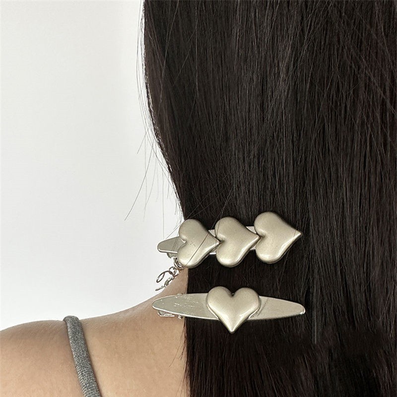 Logam Cinta Hair Clip Poni Klip Aksesoris Rambut Korea Simple Retro