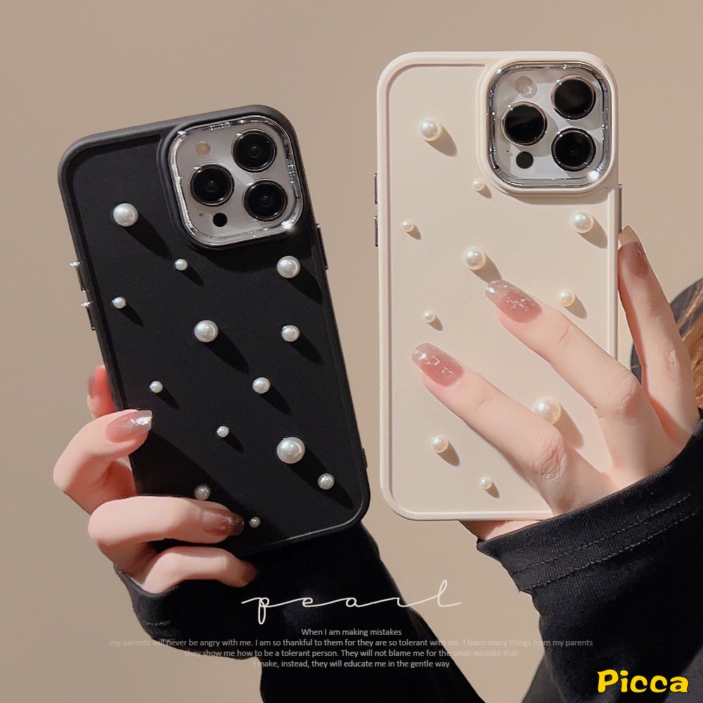 Casing Electroplate Mutiara 3D Kompatibel Untuk IPhone 7plus 11 Pro Max13 14 12 Pro MAX 14 7 8 Plus XR X 8plus XS MAX Romantis Langit Berbintang Mewah Simple Plating Shockproof Soft TPU Case