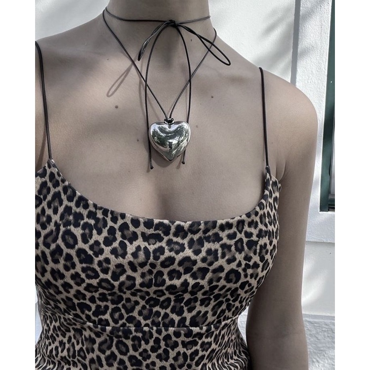 Ins Punk Kalung Liontin Hati Mewah Yang Dipersonalisasi Dengan Kalung Chocker Serut Adjustable