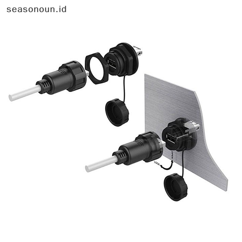 Seasonoun USB Female Socket Plug Panel Mount Adapter USB 3.0 Konektor Tahan Air IP68.