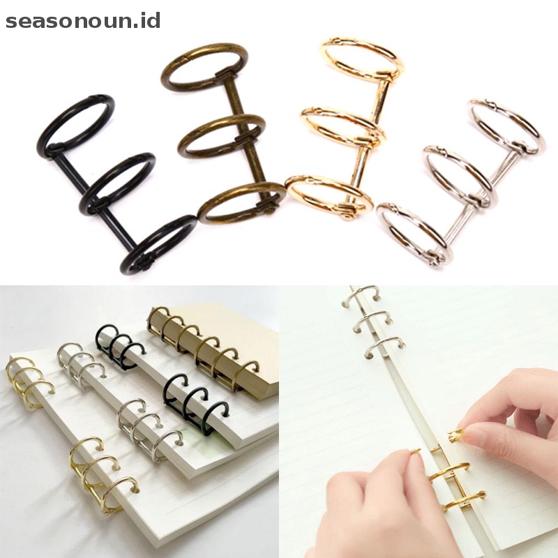 Seasonoun 2Pcs Metal 3Rings Loose Leaf Paper Binder DIY Membuat Notebook Album Scrapbook.