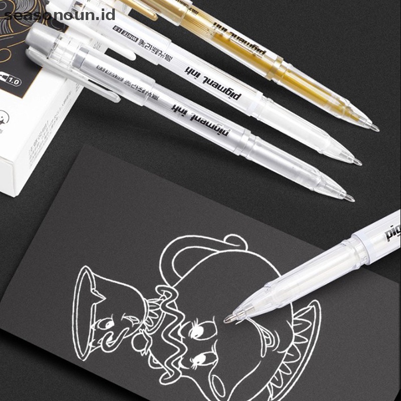 Seasonoun DIY Logam Tahan Air Permanen Cat Spidol Emas Putih Perak 1.0mm Resin Cetakan Pen Art paing Perlengkapan.