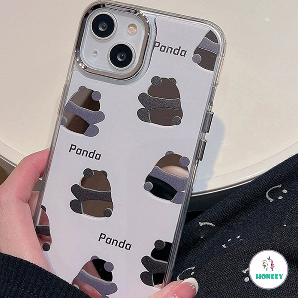 Casing Ponsel Cermin Rias Panda Lucu Untuk iPhone 14 Pro Max13 12 Pro Max11 Lovely Women Cover Stylish Silikon Pelindung Funda