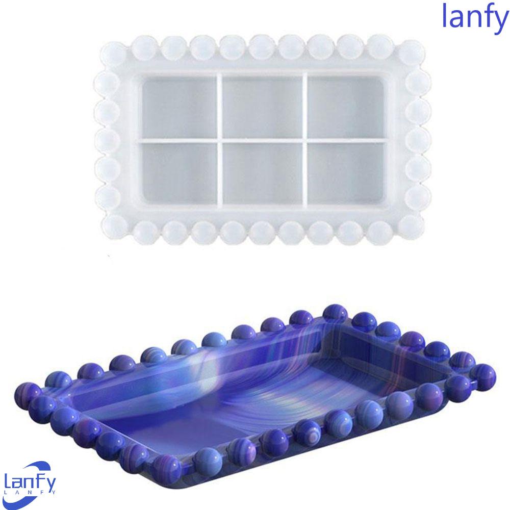 Lanfy Cetakan Silikon Art Craft Tea Tray Clay DIY Dekorasi Rumah UV Resin Casting Mold