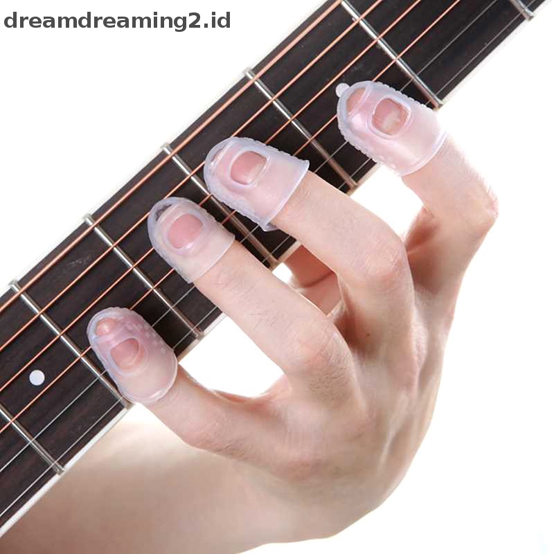 (drea) 4x Pelindung Jari Gitar fingertip picks silicone guard plectrum bass ukulele//