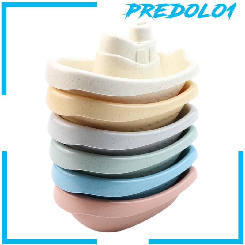 [Predolo1] 6pcs Mainan Susun Boat Shower Stacker Game Stackable Bathtime Untuk Anak