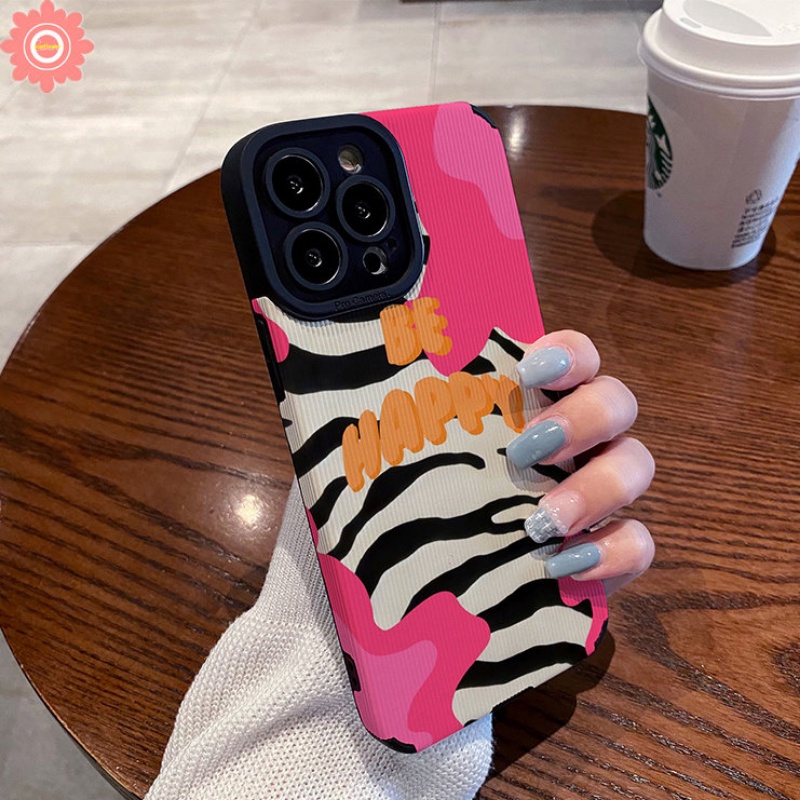 IPHONE Casing Ponsel Zebra Cinta Hati Gaya Fashion Kreatif Kompatibel Untuk Iphone11 14 13 12 Pro Max XR 7 8 Plus X XS Max Shockproof Case Back Cover