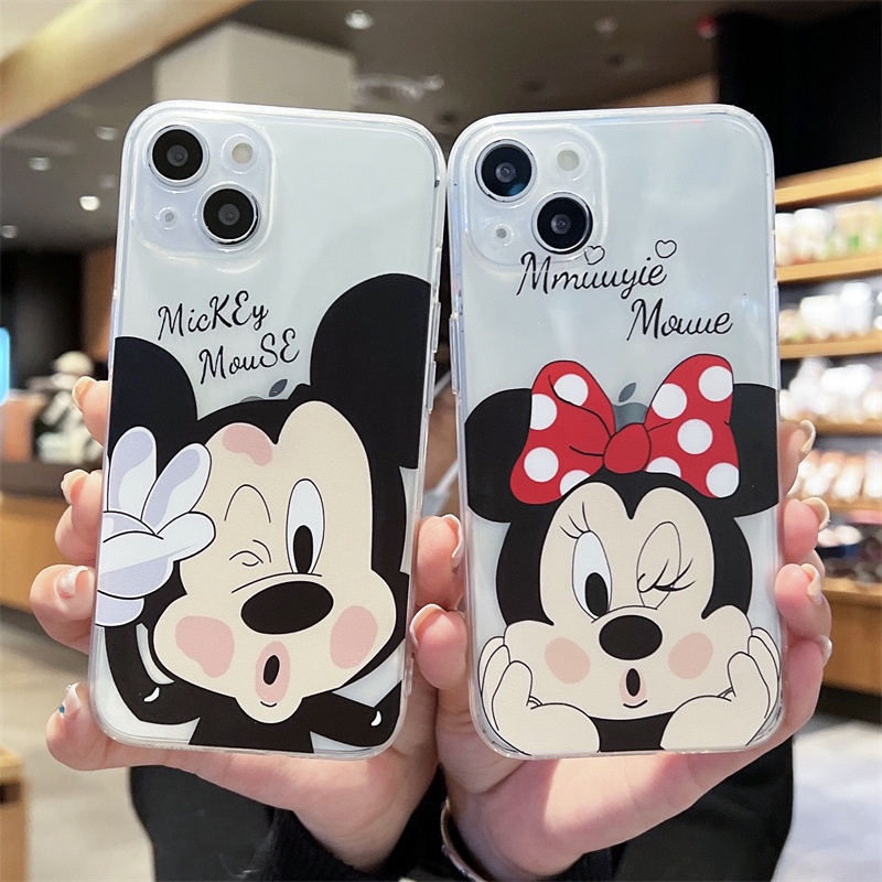IPHONE Casing TPU Cair Disney Mickey Minnie Lucu Untuk Iphone14 13 12 11 Pro Max Mini XS X XR SE 6 7 8 Plus Soft Cover