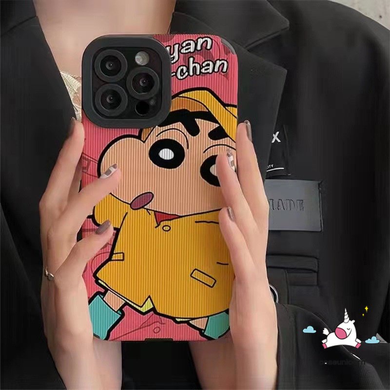 IPHONE Cute Crayon Shin-chan Kartun Stitch Phone Case Kompatibel Untuk Iphone11 14 12 13 Pro XR 7 8 Plus MAX X XS MAX Shockproof Tekstur Kulit Mewah Lembut Tpu Silicon Cover