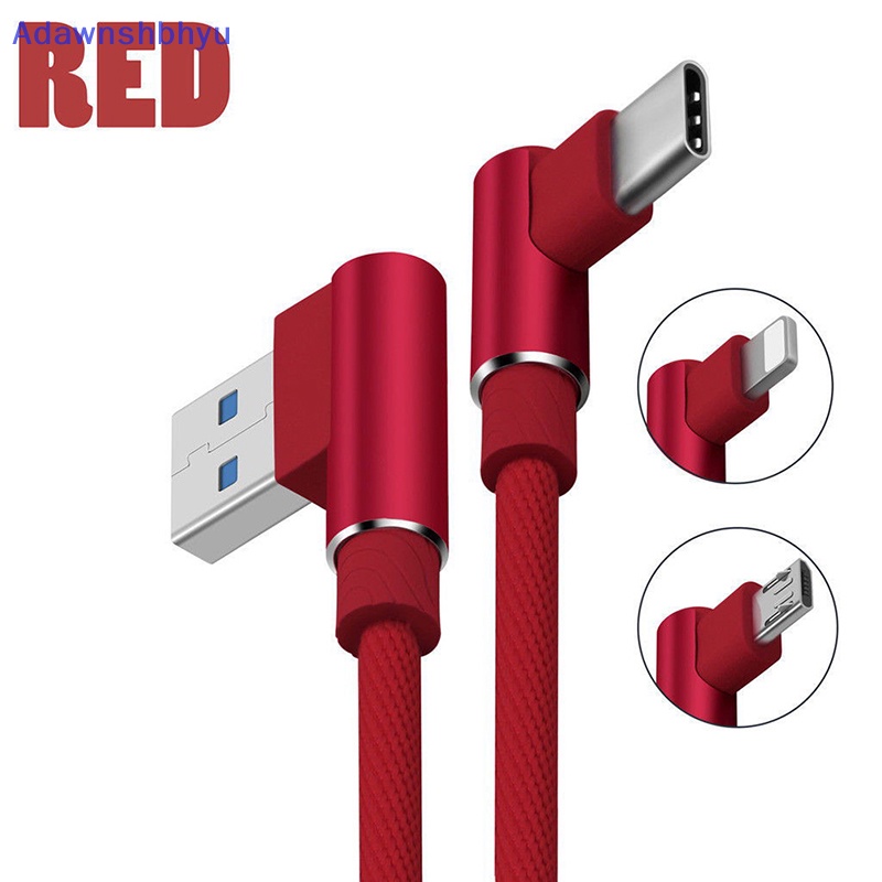 Adhyu Braided 90derajat Sudut Kanan Tipe C/IOS/ Micro USB Fast Data Sync Charger Cable ID