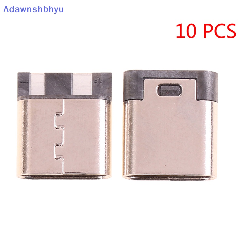 Adhyu 10pcs Type-C 2pin Solder Female 3A Soket Arus Tinggi Konektor USB ID