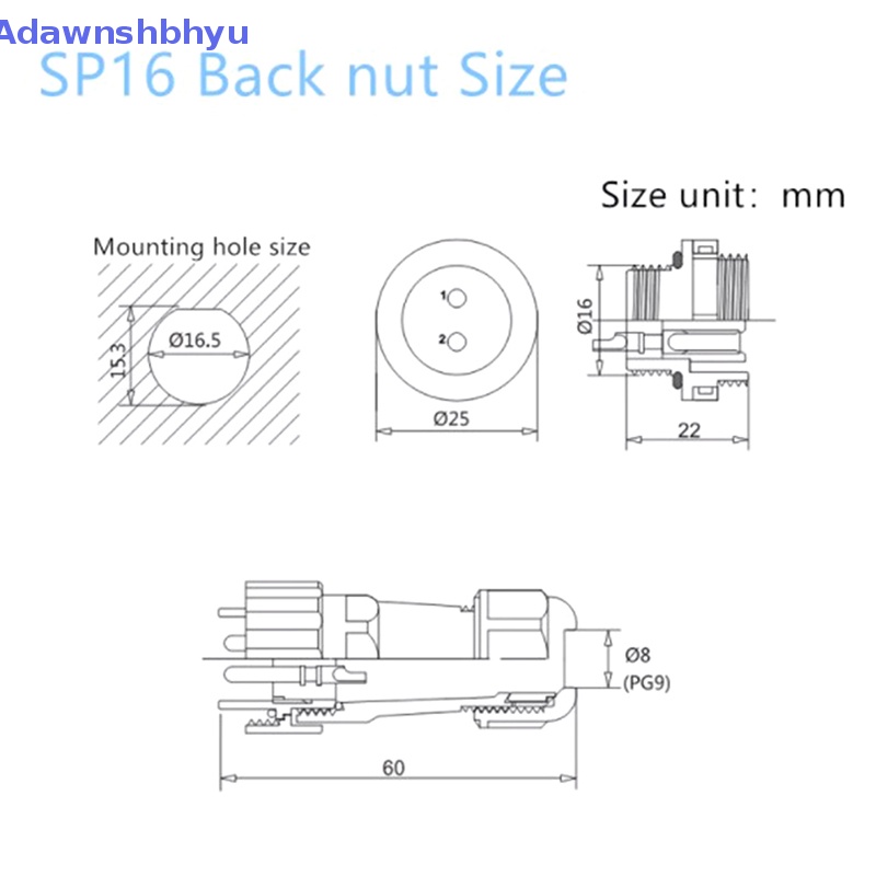 Adhyu SP16 IP68 Konektor Anti Air Colokan Male &amp; Female Socket2/3/4/5/6/7 /8 /9 Pin Panel Mount Wire Cable Connector Aviation Plug ID