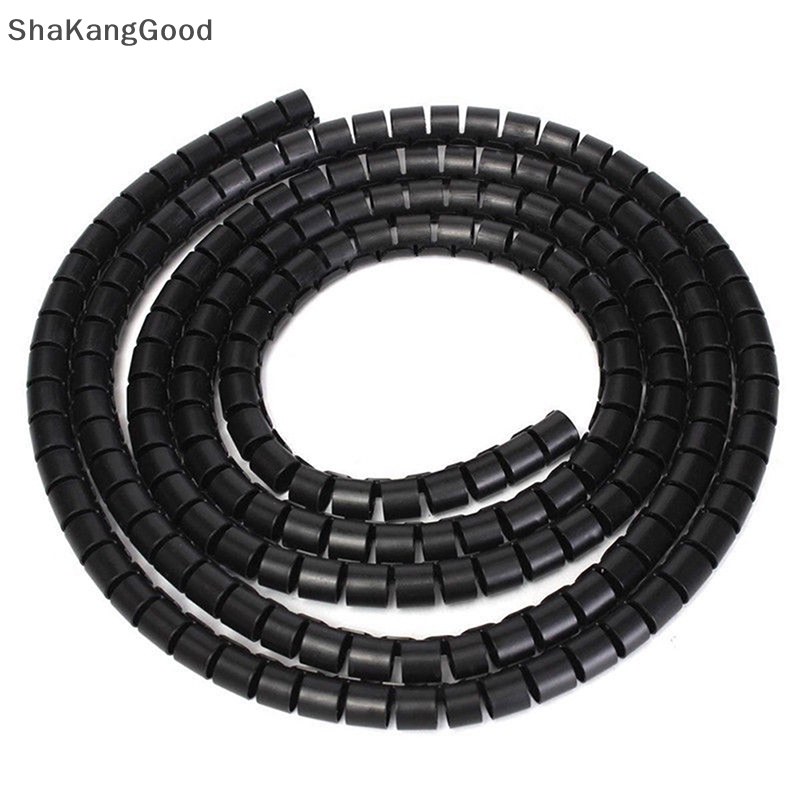 Skid 1m 10/25mm Kabel Spiral Wrap Tidy Cord Wire Banding Loom Storage Organizer Alat Flexible Reusable Spiral Tube Cable Organizer Kawat Bungkus Pelindung Kabel Kawat Pipa Penyimpanan Spir