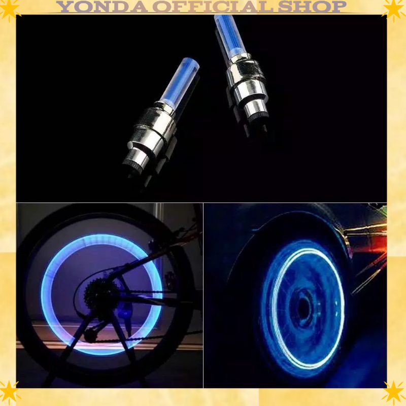 (2 PCS) Lampu Roda Ban Mobil Sepeda Motor / Tutup Pentil LED /