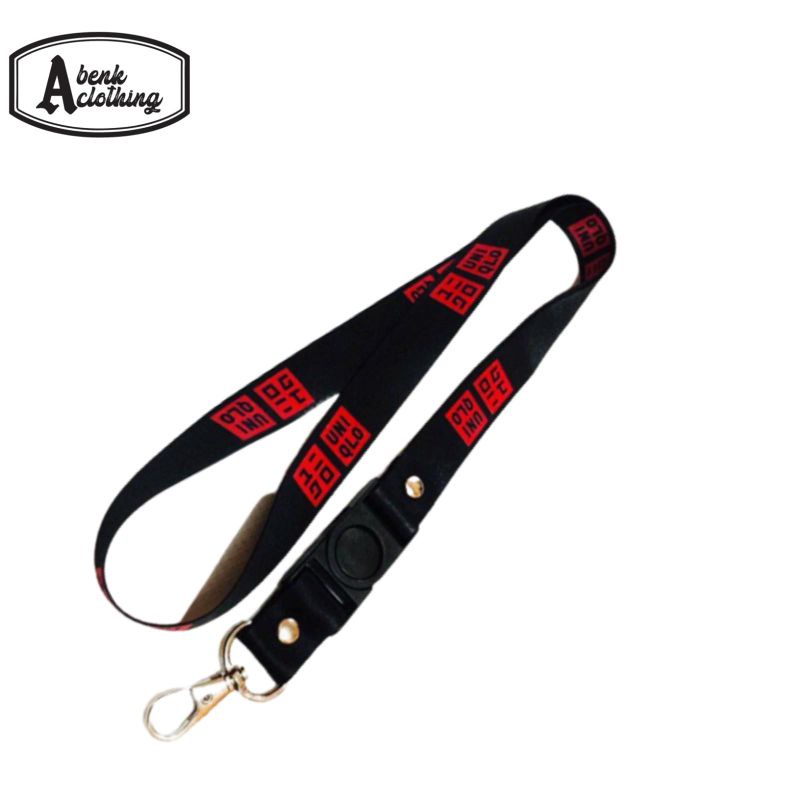 

Tali Lanyard UNIQLO logo Distro gantungan kunci/gantungan ID card/gantungan POD hitam
