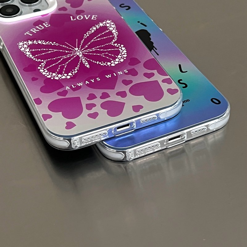 Nice Happiness Butterfly Soft Case HP iP iPhone 14 13 12 Pro Max 11 Matte Silver Woman Girl FTD Casing Apple