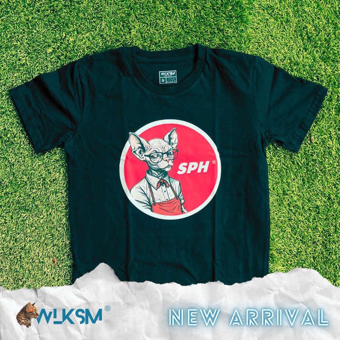 t shirt hitam unisex kaos kucing sphynx mirip KF* - S