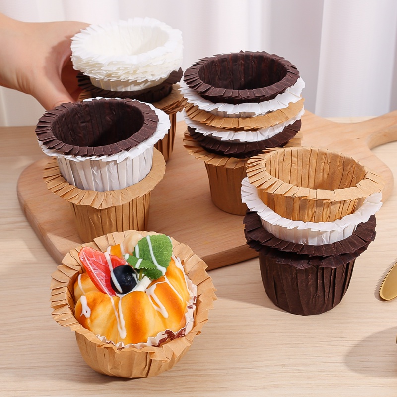 30pcs/set Top Hat Bentuk Cupcake Paper Cups/Tray Kue Muffin Manset Tahan Suhu Tinggi Tahan Minyak