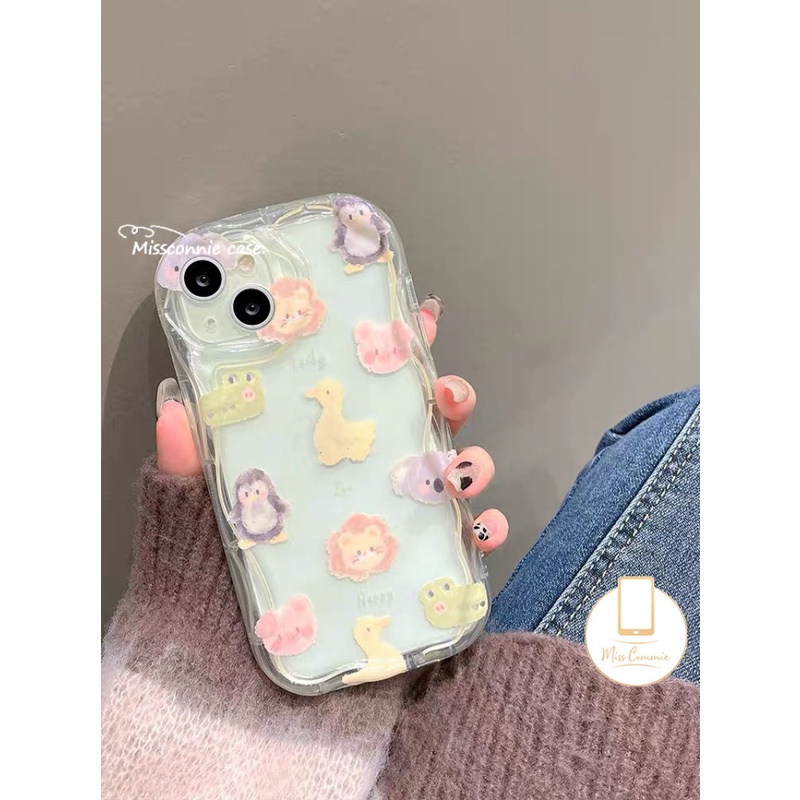 REDMI Casing Kepala Menyenangkan Keluarga Binatang Kartun Ramah Untuk Redmi10 10C A2 A1 9A 9 9C NFC 9T 10A Note11 8 9 10 11s 10s 10Pro 10 Pro Max Plus POCO M3 3D Wavy Curved Edge Cute Bear Cover