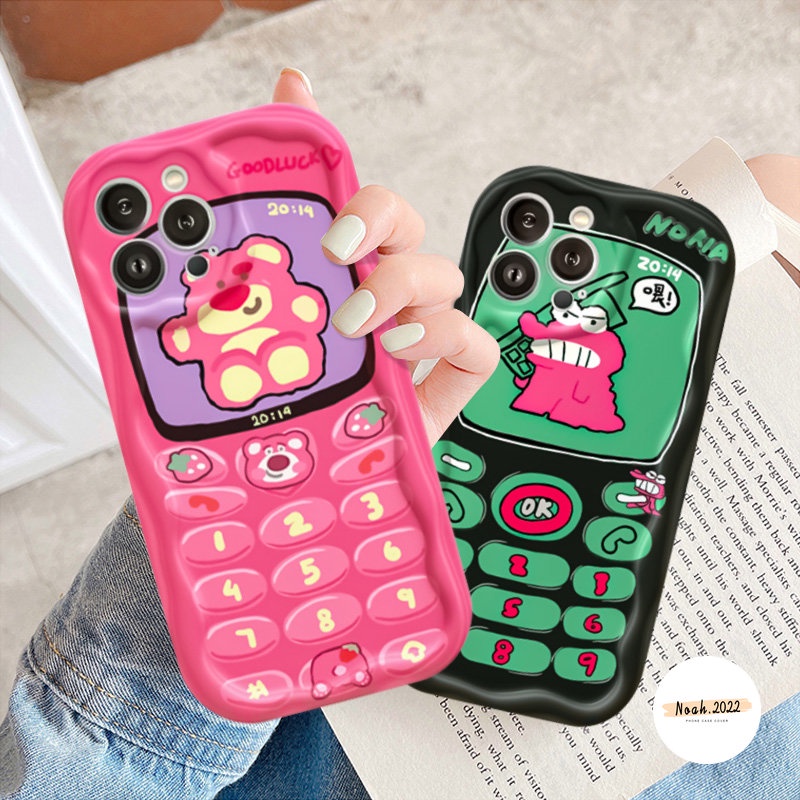 Couple Cute Crocodile Manyo Bear Soft Case Untuk Redmi 9A A2 10A 10C A1 10 9T 9 9C NFC POCO M3 Redmi Note11 Note 10s 11s Note9 8 Note10 Pro 3D Tepi Bergelombang Melengkung Glossy Airbag Cover