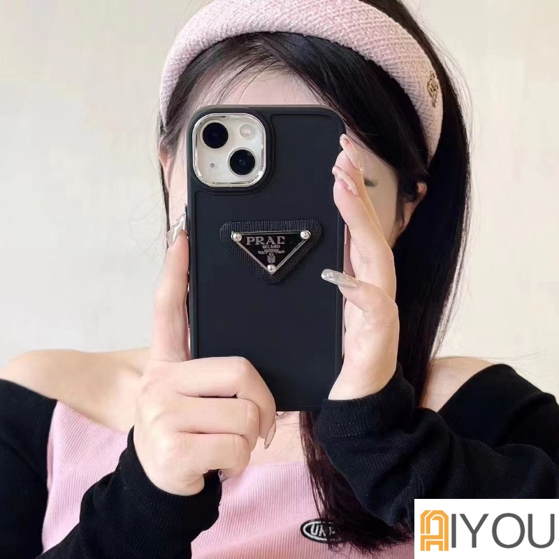 IPHONE Populer ins Gadis 3D Segitiga Label Hitam Putih pink Lembut tpu Ponsel Kasus Untuk Iphone14 14 pro 14 plus 14 pro max 11 promax 12 promax 13promax