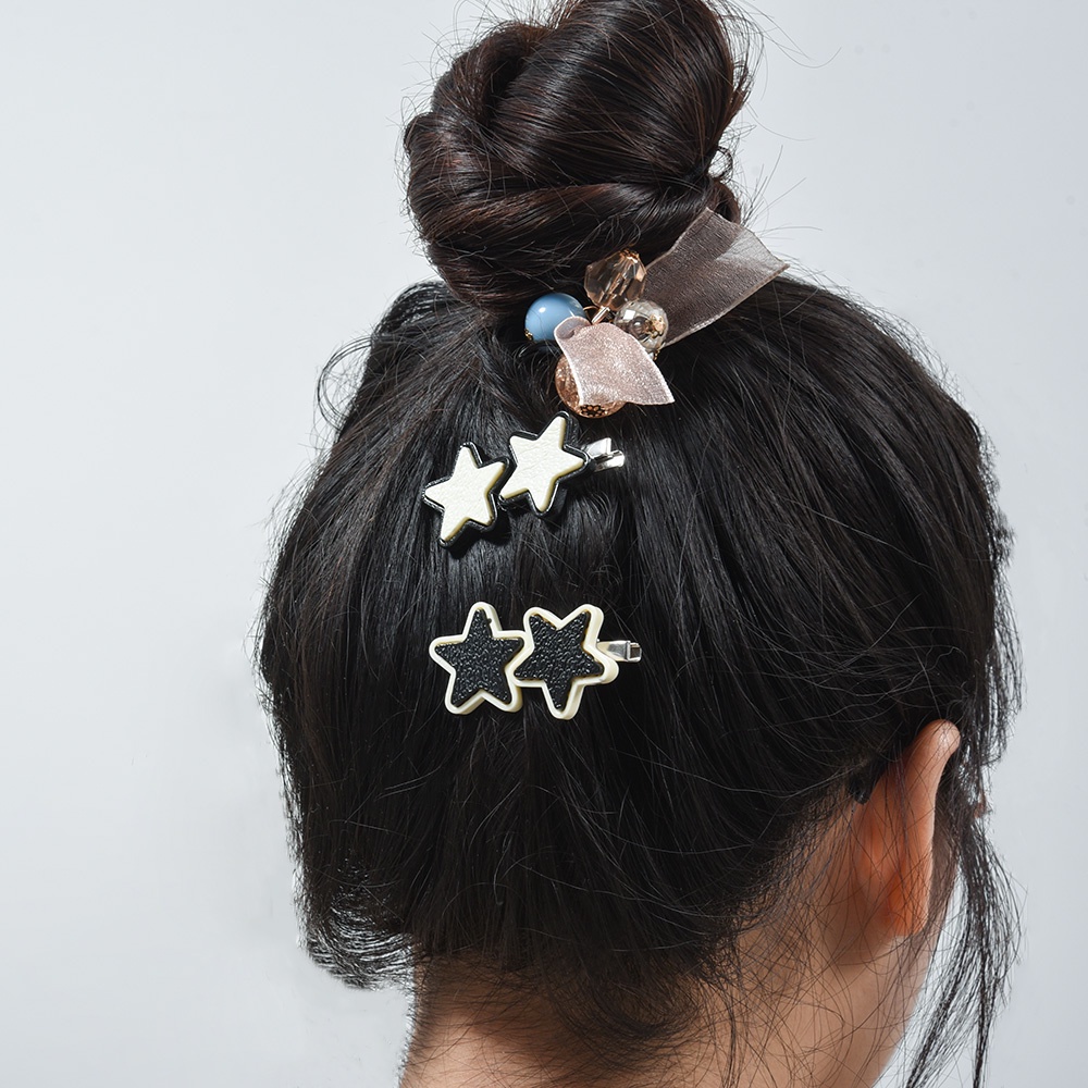 Grosir/y2k Style Sweet Women Hair Clip/Jepit Rambut Hot Cewek Hitam Putih l Bintang Hip Hop/Ladies Simple Hair Pin/Jepit BB Cewek/Aksesoris Rambut Elegan