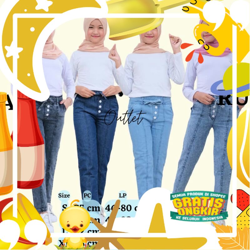 Celana Baggy Pants Jeans Anak // Celana Anak Perempuan 8-13 tahun // Celana Panjang Anak Perempuan /