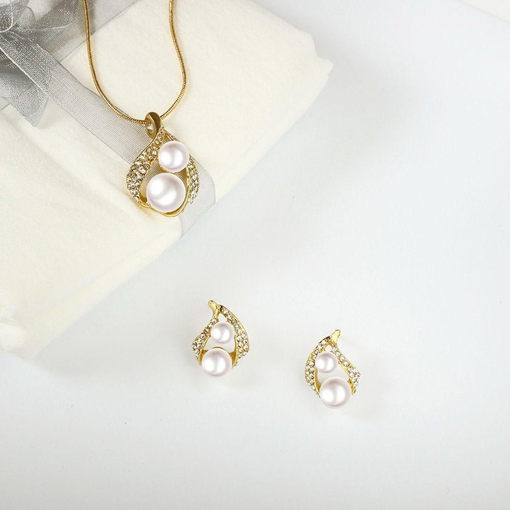 Fishstick Fashion Set Perhiasan Halus Hadiah Anniversary Romantis Elegan Temperamen Alloy Vintage Water Drop Menjuntai Anting