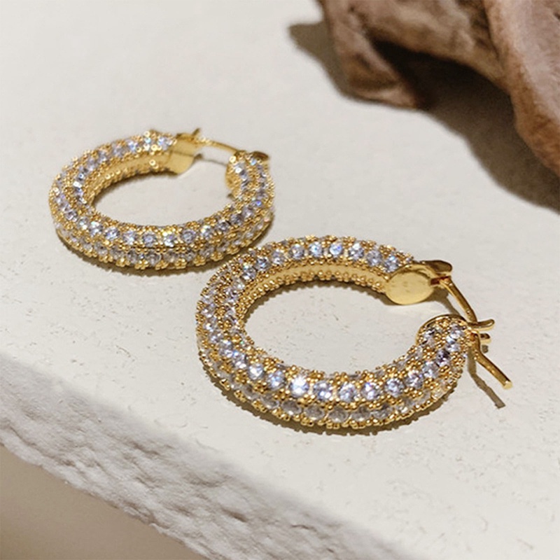 Fashion Mewah Anting Hoop Kecil/Besar Untuk Wanita Warna Perak/Warna Emas Pakaian Sehari-Hari Anting Serbaguna Pernyataan Perhiasan