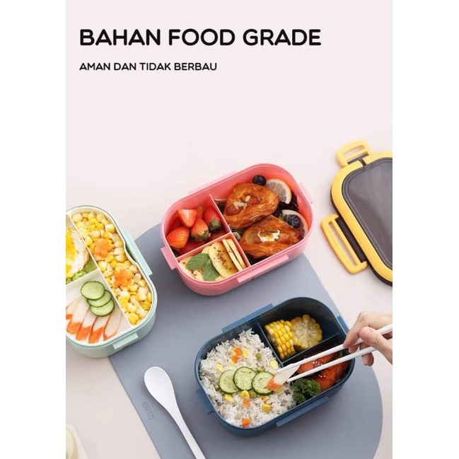 Kotak Makan 2 Layer 6 Grid Lunch Box BONBOX Ganggang Tenteng Kota Bekal Anak BTW21203