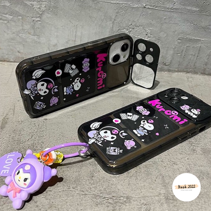 Casing Kuromi Kartun Lucu Untuk VIVO Y12 Y20 Y12i Y12s Y15 Y12A Y20i Y11 Y17 Y91C Y1S Y11s Y20s G Y20A Y20G Y30G Kreatif Flip Make Up Cermin Lembut Penutup Belakang Dengan Gelang Boneka 3D