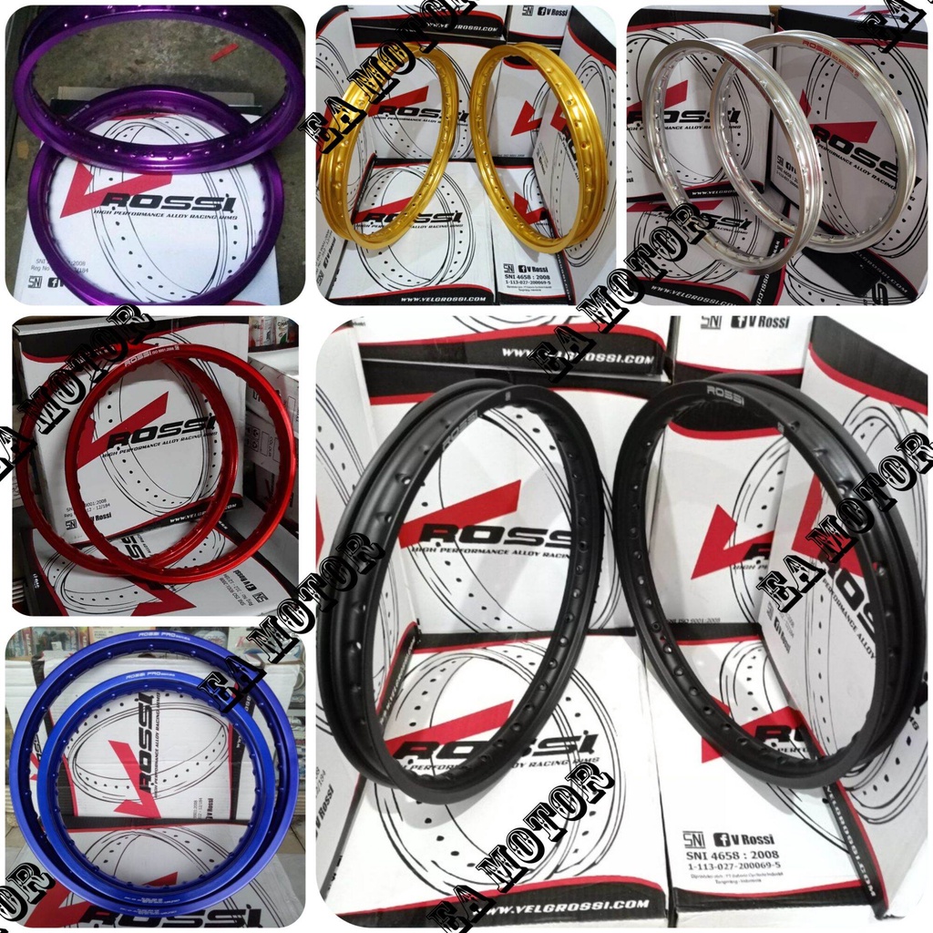 Sepasang Velg Rossi Ring 17 160 185 Warna Hitam Ungu Biru Merah Gold Silver