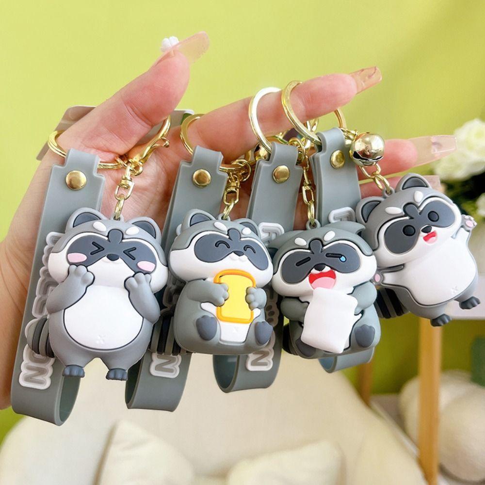 Lanfy Rakun Gantungan Kunci Hadiah Fashion Hewan Lucu Kawaii Earphone Case Ransel Dekorasi