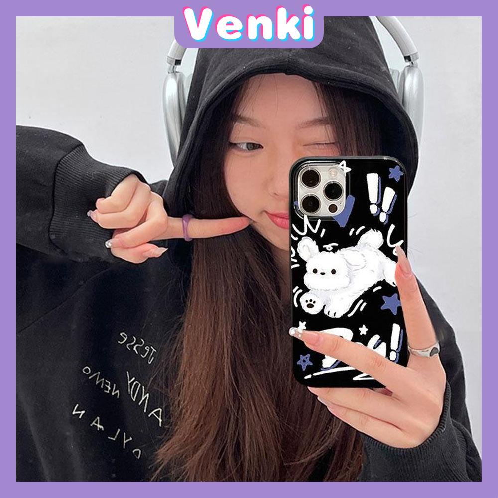 VENKI - Untuk iPhone 11 iPhone Case Hitam Glossy TPU Soft Case Shockproof Protection Camera Pump Cute Cat Dog Kompatibel dengan iPhone 14 13 Pro max 12 Pro Max xr xs max 7 8