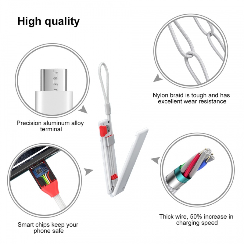 IPHONE 3in1 Kabel USB Portabel 3A Pengisian Cepat USB C Cable Type-C Micro USB Lightning Untuk Iphone14 13 12 Pro Max Samsung Kabel Charge Handphone