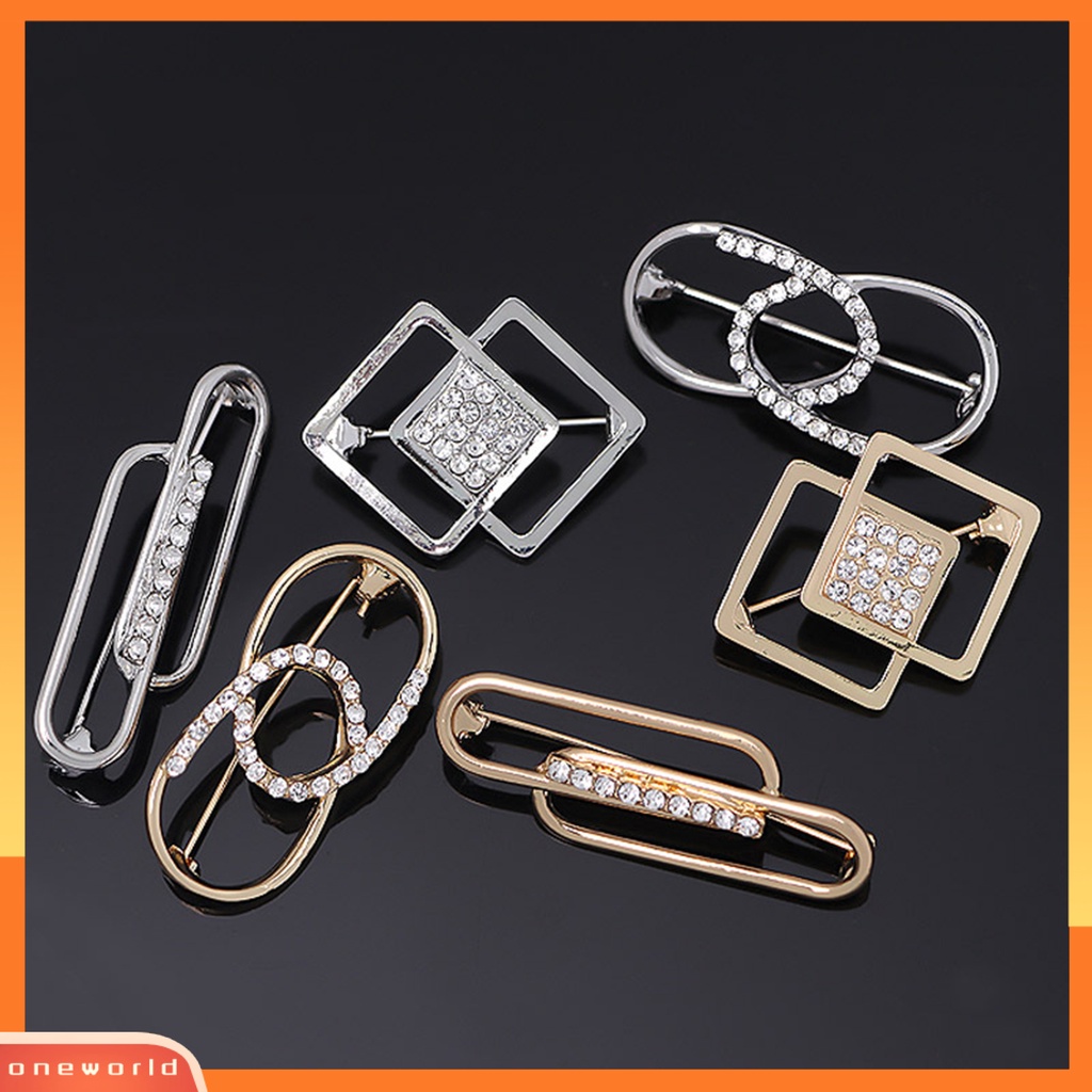 [ONE] Bros Pin Sparkling Bentuk Geometris Tahan Karat Tahan Korosi Mempesona Efek Visual Alloy Shiny Waist Pin Brooch Hiasan Pakaian Untuk Wanita