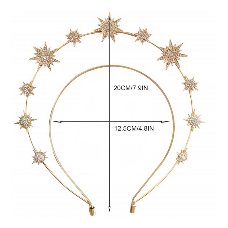 Multi-layer Bintang Logam Berlian Imitasi Aksesoris Rambut Wanita Styling Rambut Hairband Dengan Set Perhiasan Anting Bulan Matahari