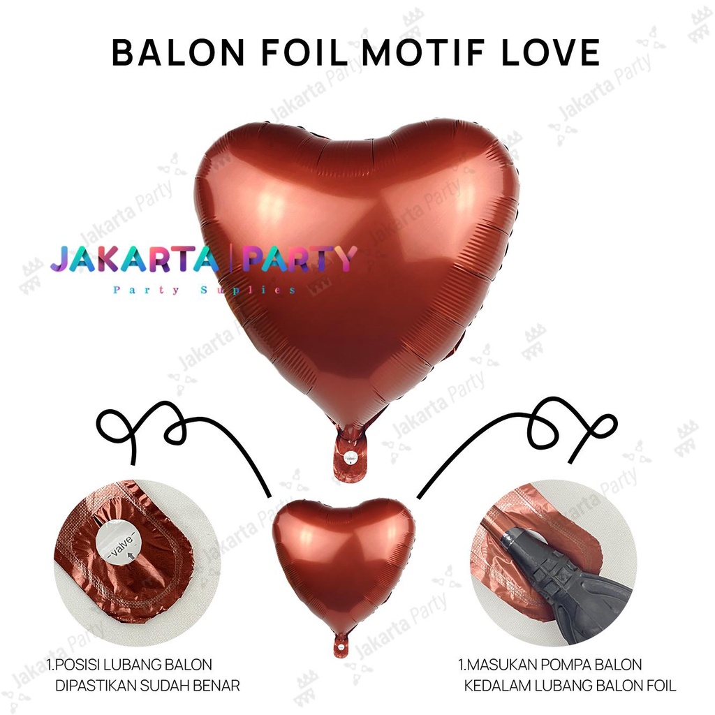 balon foil hati Retro Coklat / balon bentuk hati / balon hati Retro