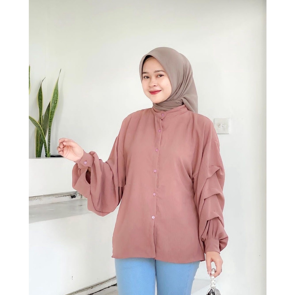 Blouse Muslimah Premium Airflow Crinkle Deodora Rayon - Kemeja Premium Wanita Muslimah Alta