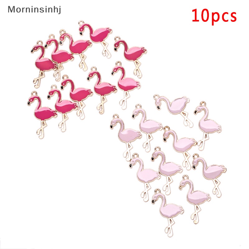 Mornin 10PCS/Lot Alloy Enamel Flamingo Ch Pedants Kerajinan Temuan Perhiasan DIY Hadiah id