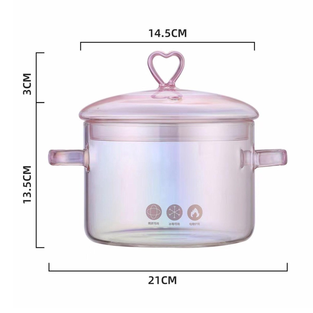 Panci Kompor Kaca Tahan Panas Mini Pot Cookware Ukuran Sup Untuk Susu Sup