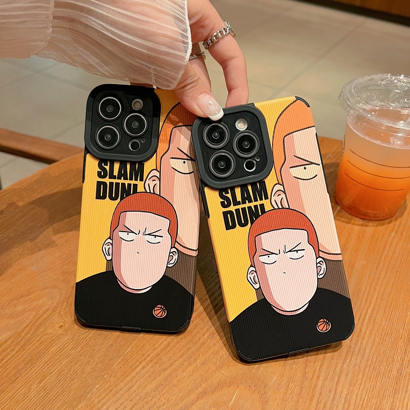 IPHONE Untuk Iphone14 13 12 11 Pro Max X XR XS Max7 8 Plus Kartun Slam Dunk Tekstur Vertikal Pelindung Kulit Soft case