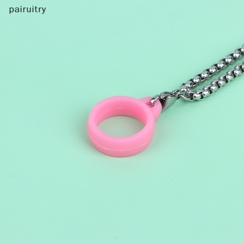 Prt Rantai Gantung Logam Tali Leher Portable Lingkaran Cincin Silikon Universal Lanyard PRT