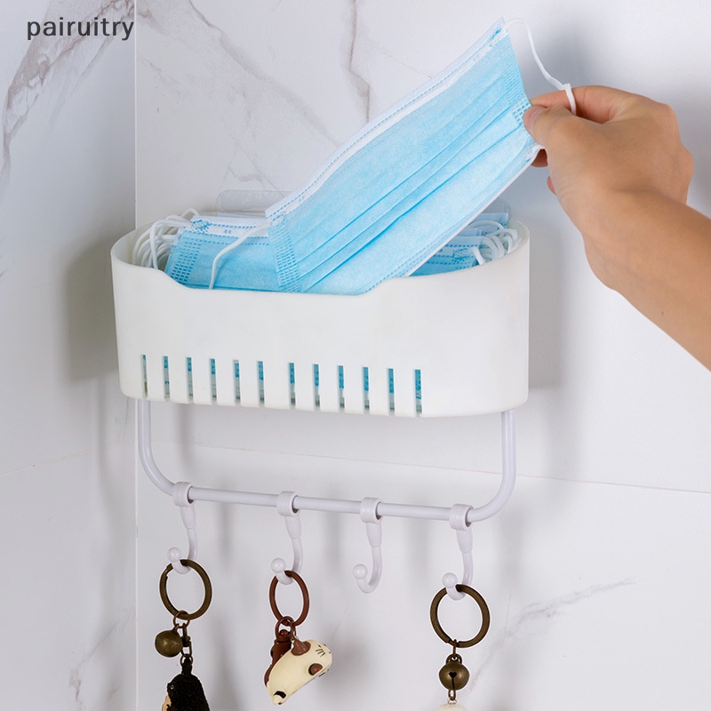 Prt Punch Free Detachable Grid Jaga Rapi Asrama Dinding Moung Shower Rak Dengan Kait Gantung Rak Kamar Mandi PRT