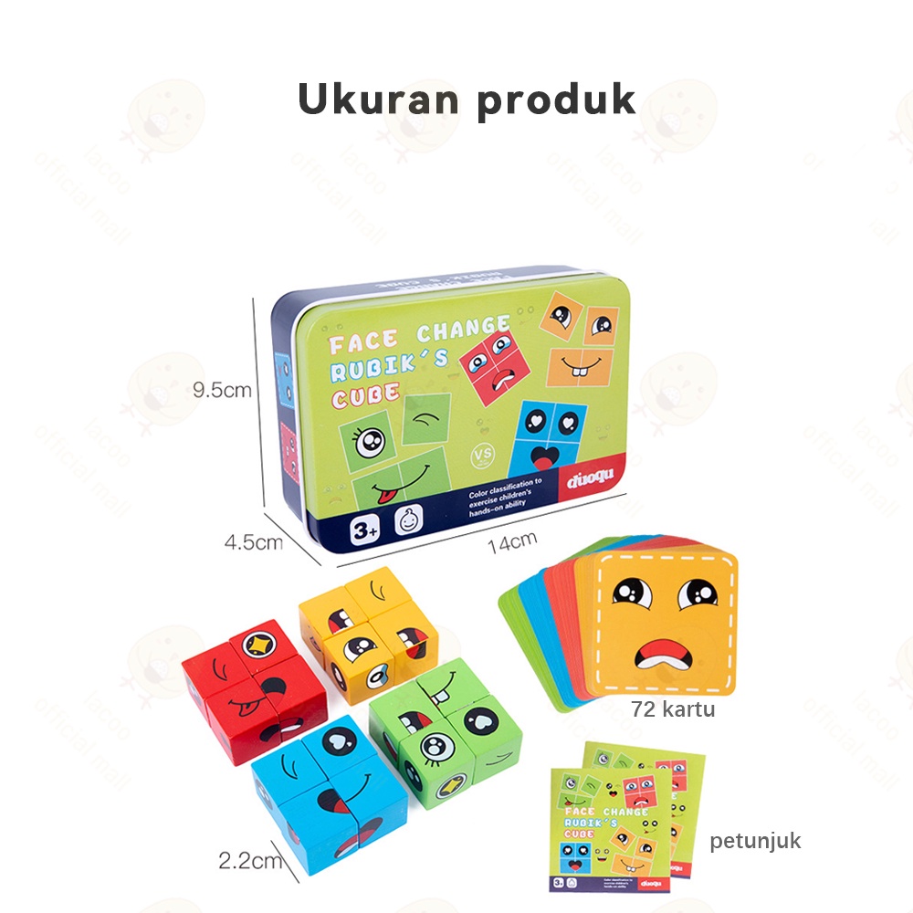 Lacoo Face changing rubik's cube Puzzle anak mainan edukasi Face changing cube