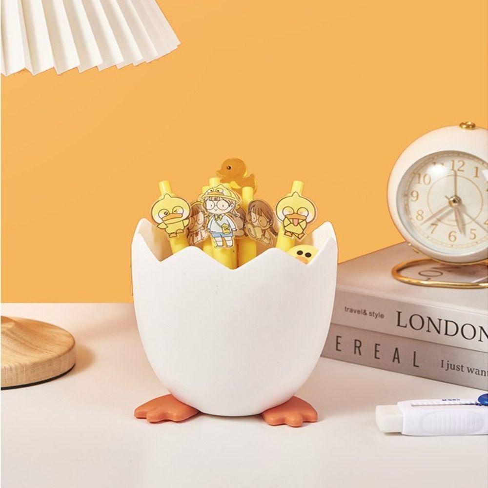 Lanfy Eggshell Pen Holder Kawaii Plastik Sekolah Kantor Brushes Organizer Meja Ornamen Multifungsi Serba Serbi Penyimpanan Ember