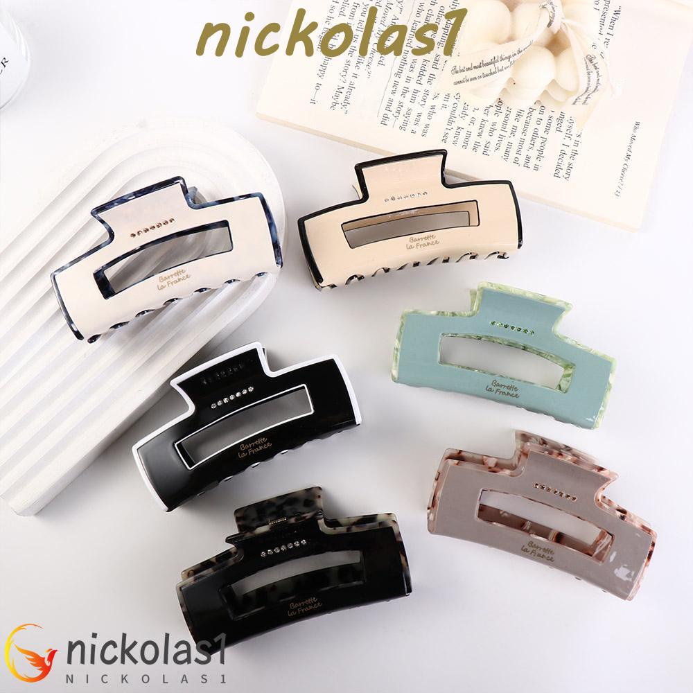 Nickolas1 Klip Rambut Persegi Panjang Kreatif Gadis Surat French Hair Clip Hollow Bentuk Geometris Aksesoris Rambut Perempuan